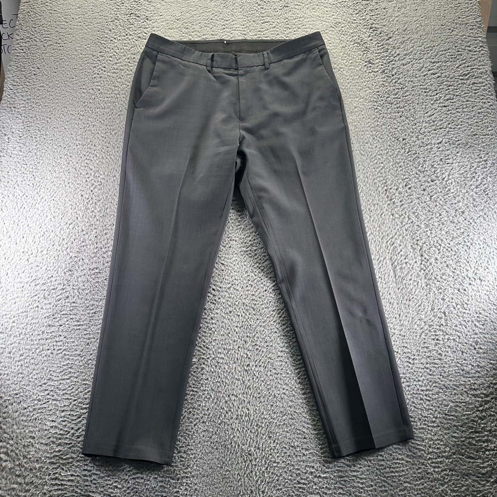 Kenneth Cole Reaction Techni-Cole Pant Mens 36x30 Gray Polyester Dress Straight
